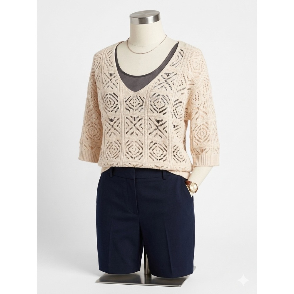 DOKOTOO Pullover Cardigan Cream Crochet M‎ Indie Bohemian Boho Vintage Inspired